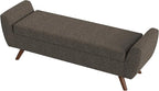 HomePop Modern Storage Bench with Wood Legs |Homepop Home Décor|Bench with Storage for Living Room & Bedroom - Dark Brown Boucle