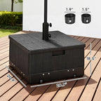 Outsunny 3-in-1 Outdoor Umbrella Base, Coffee End Table, Planter Box with Drain Hole, 175 lbs. Capacity Heavy Duty Fillable Patio Umbrella Stand Table with Wheels and Handles for Deck, Poolside, Black