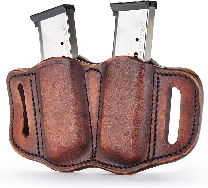 1791 Gunleather Mag Holster 2.1 - Double Mag Pouch for Single Stack Magazines, OWB Magazine Pouch for Belts