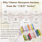 Hasegawa Hyakurakuko Premium Japanese Sandalwood Incense - Long Type, 40 Sticks with Aluminum Holder, 20-30 Min Burn Time, Made in Japan 線香 百楽香 (White Sage)