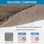 H.VERSAILTEX Bathroom Rugs Bath Rugs for Bathroom Non Slip Bath Mats Extra Thick Chenille Striped Rug 17" x 24" Absorbent Soft Shaggy Washable Dry Fast Bath Mats for Bath Room Floor - Taupe Brown