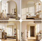 Suidia Arched Full Length Mirror, 86"x46" Floor Mirror Freestanding, Floor Standing Full Body Mirror with Stand for Bedroom, Hanging Leaning Mounted for Living Room Cloakroom, Gold