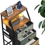 Tohomeor Nightstand with Fabric Drawers Dresser with 2 Tier Shelf Storage Tower for Bedroom Hallway Entryway Closet Organizer Sofa Beside Table Furniture (Multi, 5 Drawers)