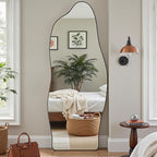 Antok Full Length Mirror, 68"x26" Floor Mirror with Stand, Standing Hanging Leaning Irregular Mirrors for Bedroom Living Room Entryway, Cloud Shaped, Black