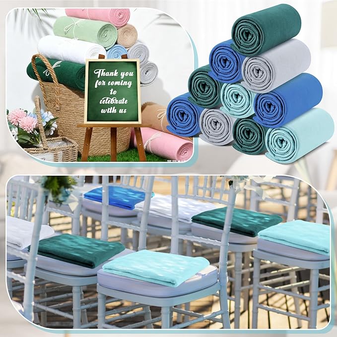 Newwiee 48 Pcs Fleece Throw Blankets Bulk 50'' x 60'' Oeko-tex Standard 100 Certified Spring Outdoor Wedding Guest Blankets Lightweight for Sleepover Donation Lap Pet Sofa Home (Green Shades)
