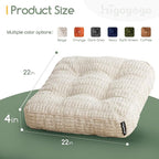 Washable Floor Pillow Cushion for Adults, Meditation Cushion Pillow, Removable Tufted Blended Corduroy Cover, Large Square Floor Sitting for Tatami Living Room or Yoga, 22x22 Inch, Machine Washable