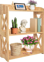 Natural Bookcase by Natural Wood, 3 Tier Bookshelf, Small Book Shelves Freestanding Display Storage Shelves. Open Bookshelf for Bedroom, Living Room and Office (Natural, 3 Tier)