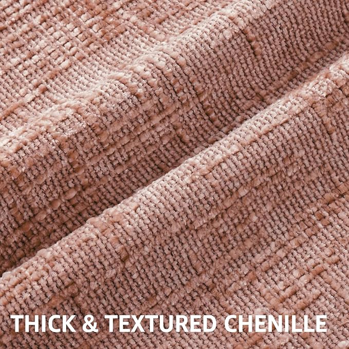 decorUhome Spring Pink Chenille Throw Pillow Covers 16x16 Set of 2 Textured Soft Cozy Slubby Couch Pillow Covers Modern Farmhouse Boho Decorative Pillow Cases for Bed Sofa Living Room Valentines
