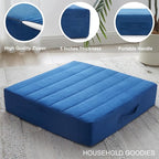2 Pcs High Density Foam Floor Pillow - Upgraded Large Pillows Seating for Adults - Outdoor Floor Cushion with Soft Tufted Cover - Yoga Pillows for Sitting On Floor - 22 Inch Navy Blue