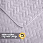 Maple&Stone Quilt Set Twin/Twin XL, Lightweight Lilac Purple Bedspread Ultrasonic Chevron Pattern Light Coverlet for All Season Comforter Bedding Decor - 2 Piece Twin Extra Long Bed Cover Sets