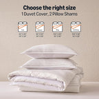 Amazon Basics Waffle Weave Microfiber 3-Piece Duvet Cover Set, Includes 1 Duvet Cover and 2 Pillow Shams, Full, Dark Grey Striped