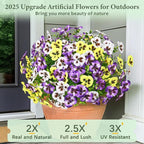 MARTINE MALL 8 Bundles Look Real Artificial Flowers for Outdoors, Realistic Fake Outdoor Flowers, UV Resistant Silk Pansy Flowers for Outside Faux Flower Plants for Outdoor Porch Garden, Mixed Colors