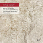 Silky Soft Faux Fur Rug, 5 ft. x 7 ft. Ivory Fluffy Rug, Made in France, Sheepskin Area Rug, Shaggy Rug for Living Room, Bedroom, Kid's Room, or Nursery, Home Décor Accent with with Non-Slip Backing