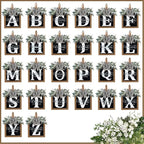 Ultra Large 14'' Last Name All Year Round Front Door Wreath with 26 Initial Letter Welcome Sign All Seasons Eucalyptus Garland and Bow Wreaths for Front Door Porch Farmhouse Decoration (C)