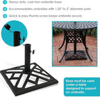 Sunnydaze 17lb Cast Iron Patio Umbrella Base - Heavy-Duty Square Metal Outdoor Market Umbrella Stand for Outside - 17-Inch - Black - Modern Geometric