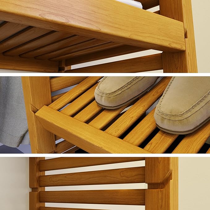 John Louis Home Solid Wood Walk-In Closet Organizer - 100% Real Wood Cut-to-Fit System with Adjustable Shelves, Metal Garment Bars & Ventilated Design for Custom Storage (Honey Maple)