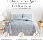 Southshore Fine Living, Inc. Twin XL Comforter Quilt Set, Dorm Bedding Essentials, Stain Resistant, Machine Washable Paisley Boho Bed Spread, Twin XL Quilt Bedspread Set w/Pillow Sham, Paisley Aqua