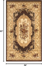 Rugs.com Chateau Collection Rug – 3' x 5' Brown Medium Rug Perfect for Entryways, Kitchens, Breakfast Nooks, Accent Pieces