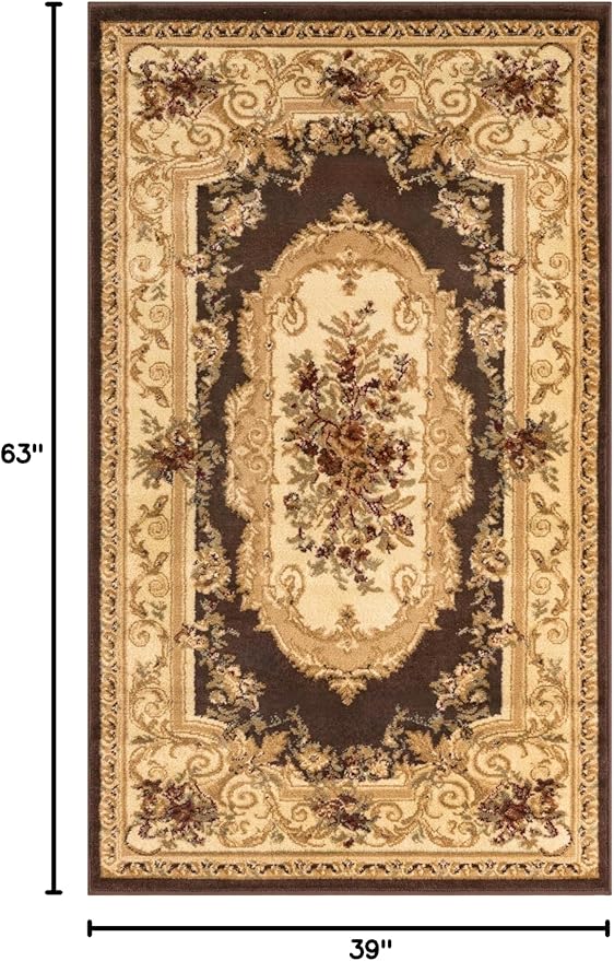 Rugs.com Chateau Collection Rug – 3' x 5' Brown Medium Rug Perfect for Entryways, Kitchens, Breakfast Nooks, Accent Pieces