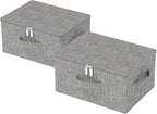 Underbed Storage Basket with Lid, Foldable Bed Sheet Boxes, Home Cube Bins for Organizing Clothes, Shoes, Blankets, Pillows, 15.7x11.8x7.8Inches, Grey, 2 Pack