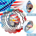 3D Eagle Wind Spinner - American Flag Eagle Design, 12In Holographic Hanging Wind Sculptures, Outdoor Yard Garden Decor for 4th of July, Memorial Day, for Men Women Dad Mom
