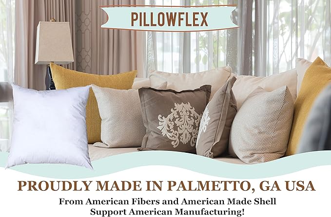 Pillowflex Premium Polyester Throw Pillow Insert - 30x30 Ultra Soft Square Throw Pillow, Couch Sham, Lumbar, Back, Sofa - Machine Washable - Decorative Accent Form - 1 Soft Pillow