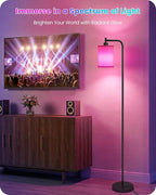 RGB Floor Lamp for Living Room with Remote and Foot Switch, Modern Standing, Dimmable Corner Lamp,10W Bulb 3 Color Temperatures, for Bedroom, Office, Corner, ETL Listed, White RCW19LD05