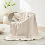 Snuggle Sac Heather Throw Blanket for Couch, Reversible Super Soft Blankets Warm Cozy Knit Fuzzy Plush Lightweight for Sofa, Bed, Camping, Picnic (Heather Ivory, Throw-XL(50"x 70"))