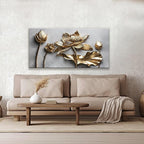 Canvas Art Wall Decor Print Modern Minimalist Flower Paintings Gold Wall Art Prints Floral Wall Art Pictures For Bedroom Kitchen Office Artwork 20"×40"
