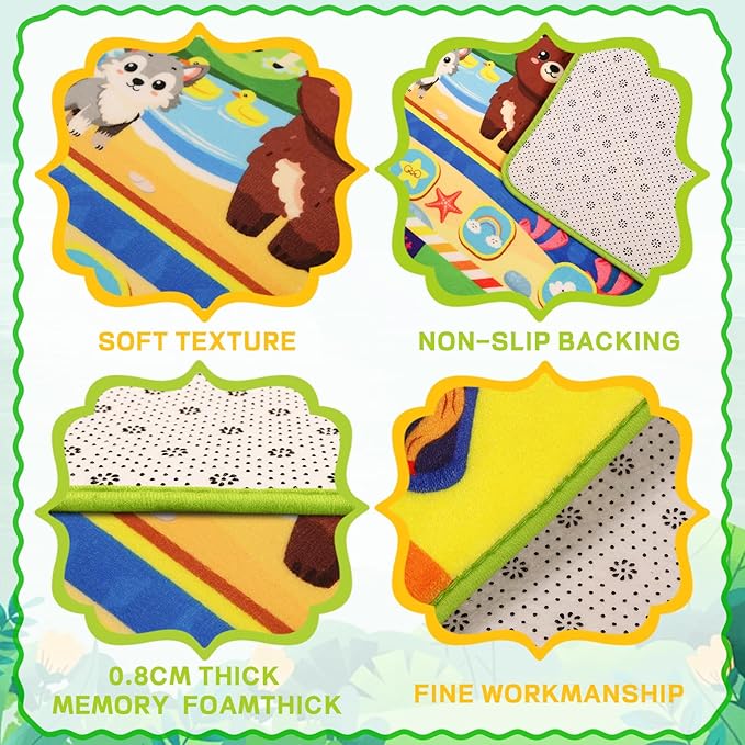 Baby Play Mat for Floor, ABC Kids Play Mat, Forest Animals Kids Rugs for Girls and Boys Playroom, Foldable Rug for Baby Toddler Infants Crawling Playing (Green, 78.7X59 INCH)
