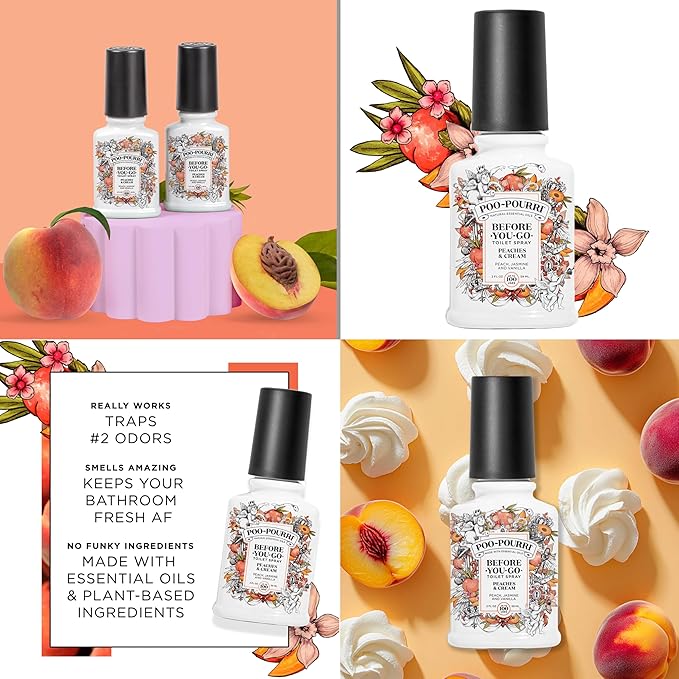 Poo-Pourri Before-You-Go Toilet Spray, Spring 2 Oz Variety Pack– Apple Bottom, Peaches & Cream, and Fir Flush
