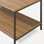 Amazon Basics Rectangular Coffee Table with Bottom Shelf, Living Room Center Table, Wooden, 19.9" D x 31.5" W x 16.5" H