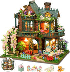 DIY Miniature House Kit with LED Lights, Fairy Garden Wooden Mini House Building Kit for Adults & Teens, Creative Crafts for Women, Friends & Hobbyists