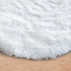 White Faux Fur Round Rug 4ft Fluffy Rabbit Fur Rug Machine Washable Circle Area Rugs for Living Room Bedroom Home Teen Room Nursery Décor
