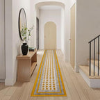 Kilim Runner 2.6x10 Cotton Runner Rug Yellow & Beige Indoor Outdoor 0.19 inches Stone Easy Washable Hand Wash Cotton Carpet Flatweave Rugs for Hallway, Staircases, Corridor