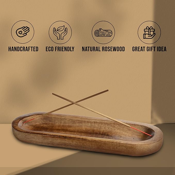 raajsee Wooden Brown Incense Holder -Incense Burner Holder –Ash Catcher - Incense Stick Holder - Meditation & Yoga - Great Gift for Any Occasion Size 11x4 inch