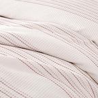 Amazon Basics Waffle Weave Microfiber 3-Piece Duvet Cover Set, Includes 1 Duvet Cover and 2 Pillow Shams, King, Pink Striped