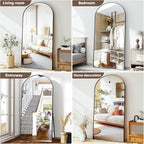 46"x76" Extra Large Arched Full Length Mirror - Leaning Mirror Arch Wall-Mounted Mirrors - Aluminum Alloy Frame Modern Simple Home Decor - for Living Room Bedroom Cloakroom