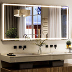 GLSLAND 65"x26" LED Mirror Full Length, Aluminum Alloy Floor Mirrors with Lights, 3 Color Lighting & Dimming for Bedroom Decorative Wall Mounted, White
