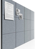 Bumusty Large Cork Board 48" x 36" Alternative - 12 Pack Felt Wall Tiles with 70 Safe Removable Adhesive Tabs, 30 Pushpins, Cork Boards for Walls Pin Board Bulletin Board Office Decor (Blue Gray)