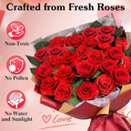 ADDWel 24 Pcs Preserved Real Red Roses, Two Dozen Long Lasting Forever Flowers, Valentine's Day Gifts for Wife Girlfriend Mom, Romantic Anniversary Birthday Gift, Unique Luxury Bouquet for Delivery
