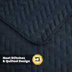 Maple&Stone Quilt Set King Size, Lightweight Navy Bedspread Ultrasonic Chevron Pattern Light Coverlet for All Season Comforter Bedding Decor - 3 Piece King Bed Cover Sets