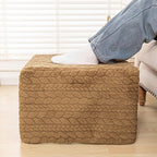 20x20x14 Inches Fluffy Square Pouf Ottoman - Plush Furry Ottoman Foot Rest Stool with High-Density Foam, Versatile Floor Seating for Living Room (Coffee)