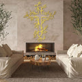 Hotuijxca Cross Metal Wall Art, Tree of Life Crosses Metal Wall Decor, Christianity Wall Art for Living Room, Bedroom(Gold,47" x 38" / 120 x 97 cm)