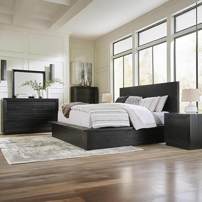 Signature Design by Ashley Londer Casual 5-Drawer Chest of Drawers with Safety Stop and Felt Lined, Black