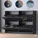 Shoe Cabinet with 4 Flip Drawers, Narrow Hidden Shoe Storage Cabinet, Slim Freestanding Shoe Rack Organizer for Entryway, Hallway, Bedroom, Living Room