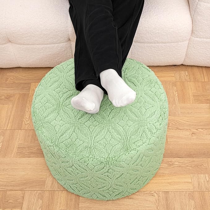 Plush Multi-Functional Ottoman Pouf – Ergonomic Ottoman Foot Rest with Space-Saving Design, Perfect Under Desks, Couches & Sofas (Sage Green)