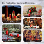 KONNI Red Pillar Candles Set of 3, 3"x 3" Unscented Pillar Candles Bulk, 30 Hours Long Burning Candles, Smokeless and Dripless Large Round Candle for Wedding, Home Decoration, Parties, Spas, Dinner