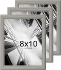 KTKDE 8x10 Picture Frame Set of 3,Grey Wooden frames, Vertical & Horizontal Wall Hanging for Wall or Tapletop Display,Studio Gallery Photo Frame for Photos, Posters & Art Prints