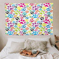 VUMIVI Dog Paw Tapestry Funny Colorful Cartoon Animal Footprints Blue Black Red Tapestry Wall Hanging for Living Room Bedroom Dorm Classroom Aesthetic Decor W90xL60in